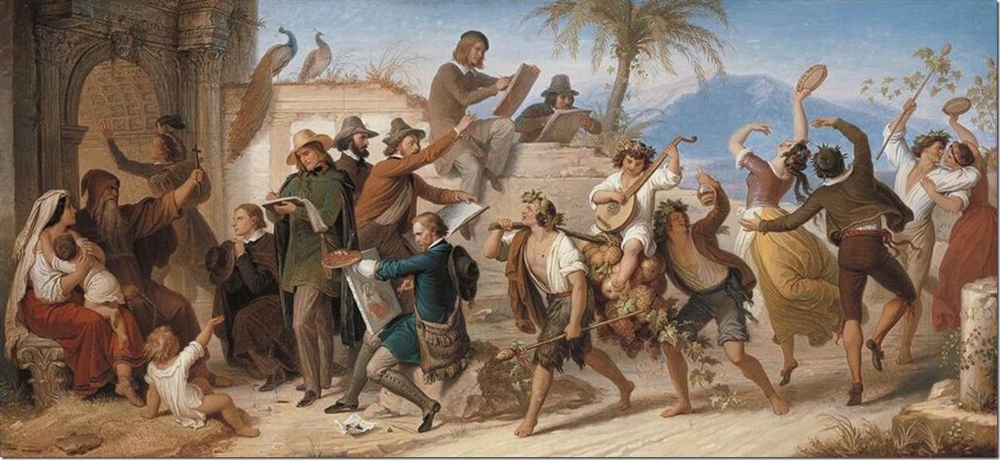 Kaulbach, Wilhelm von - German Artists Make Their Sketches inRome - c.1848 - Neue Pinakothek, Munich