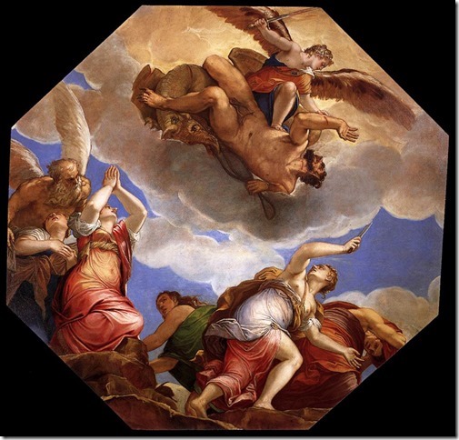 Zelotti, Gian Battista - Time, the Virtues, and Envy Freed byEvil -c.1553 - Palazzo Ducale, Venice